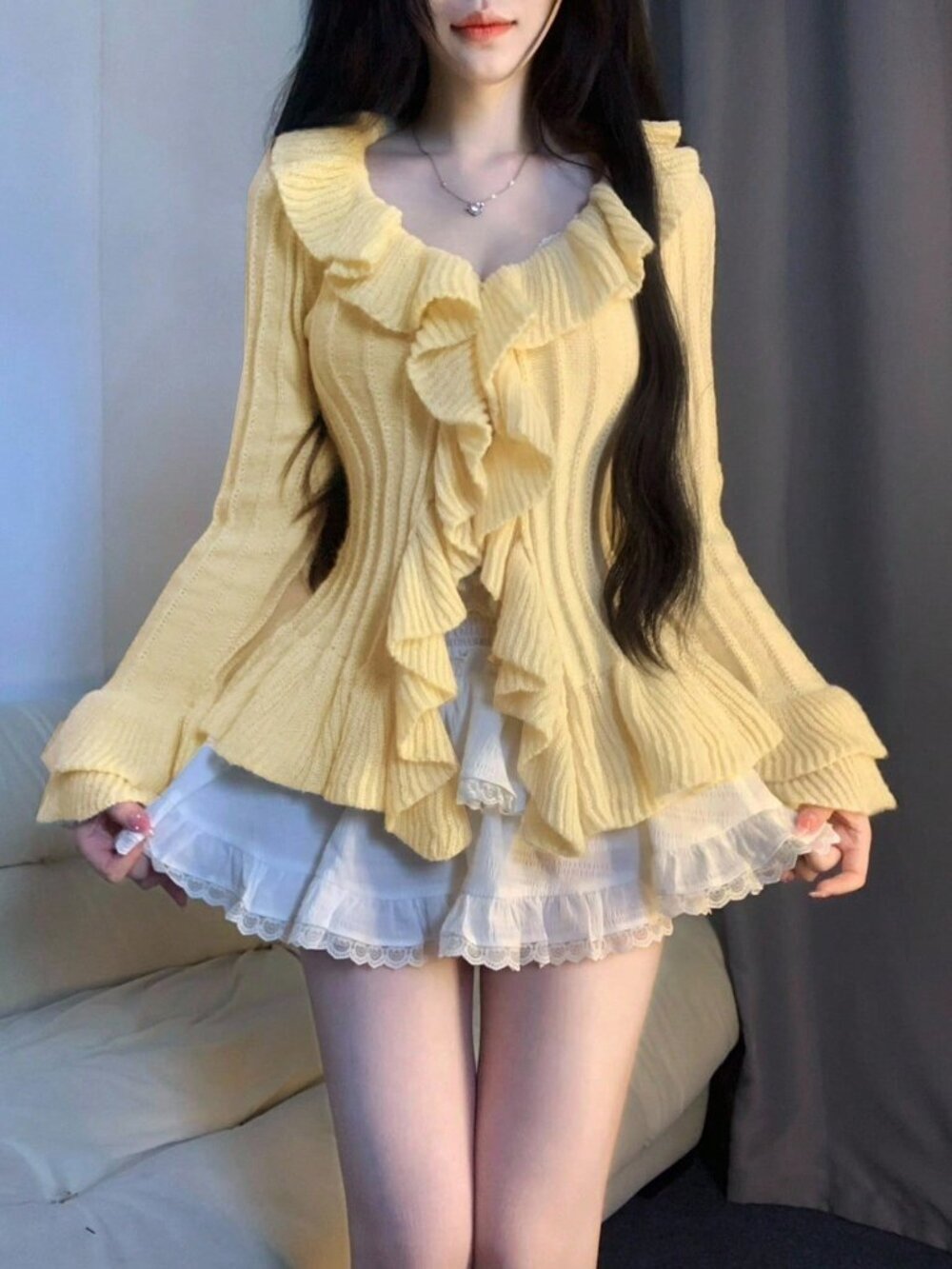 Yellow Casual Women's Knit Top - Picture 8 of 8